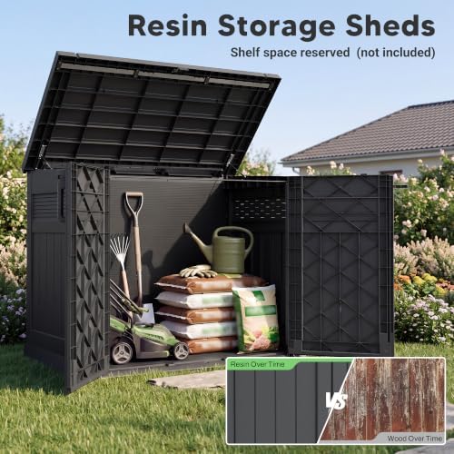 Large Outdoor Storage Cabinet 51 Cu Ft with Pneumatic Hydraulic Lid, Horizontal Outdoor Storage Shed-Easy to Assemble, Waterproof Outdoor Storage Box for Backyards - Image 4