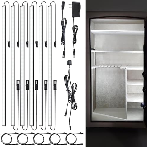 JUSJUBR Gun Safe Light Kit - Door Activated Safe Lights, 6 PCS x 12 Inch Slim LED Light Bars for Inside Cabinets, Closets, Pantries, Cold White 6000K by Jusjubr