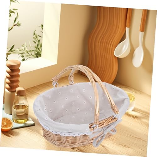 Wicker Picnic Basket with Handles, Vintage Handwoven Storage Basket Xmas - Image 6