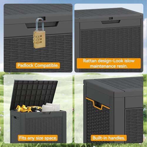 KAMABOKO 31 Gallon Outdoor Storage Box Waterproof Deck Box for Patio - Image 6