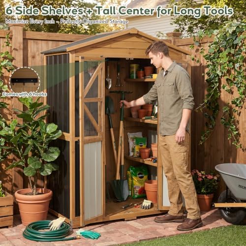 Outdoor Storage Cabinet, Weatherproof Garden Shed with 6 Shelves for Tools - Image 2