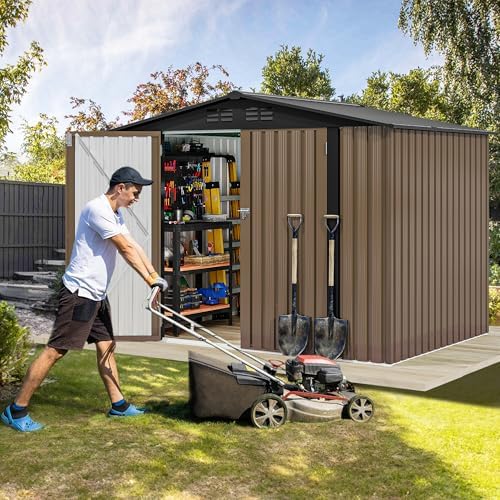 DWVO 7'x5' Large Metal Outdoor Storage Shed, Heavy Duty Tool Storage Sheds for Backyard Patio Lawn - Image 2