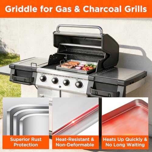 16" x 13" Stainless Steel Flat Top Griddle for Gas & Charcoal Grills - Image 4