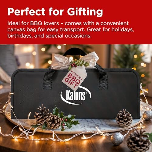 Kaluns Grilling Accessories, Dad Gifts for Christmas, Heavy Duty Stainless Steel Grill Set BBQ Grill Accessories for Outdoor Grill with Meat Thermometer, Case and Apron - Image 7