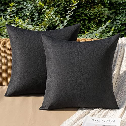 MIULEE Decorative Outdoor Pillow Covers Waterproof 18x18 Black by MIULEE