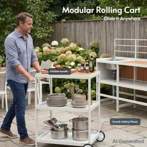 Modular Outdoor Kitchen Island with Sink, 4Pcs Aluminum Outdoor Kitchen Kit - Image 4