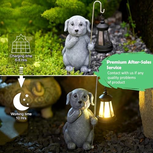 Qeeman Solar Dog for Garden Decor: Weatherproof Resin Statues - Image 5