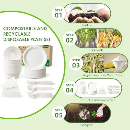 300PCS Disposable Paper Plates and Bowls Set with Long Utensils - Image 7