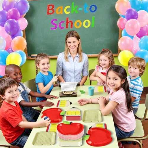 180Pcs Back to School Red Apple Paper Plates and Napkin Set,Serves 60 - Image 5