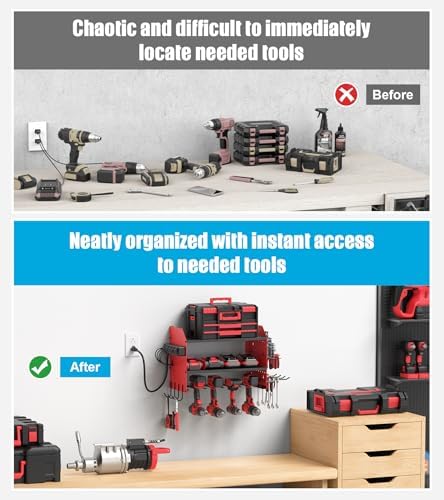 CCCEI Modular Power Tool Organizer Wall Mount with Charging, Red, 1 Pack - Image 6