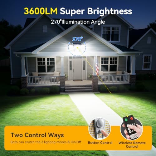 Solar Flood Lights Outdoor,White Motion Sensor Lights 3600LM - Image 3