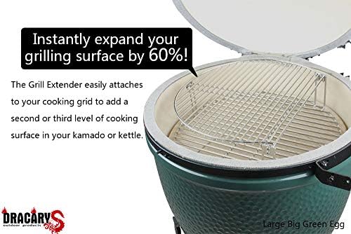 Dracarys Grill Stack Rack for Big Green Egg Stainless Steel BBQ Lover Gifts Fit Large & XL Big Green Egg, Kamado Joe,18" or Bigger Diameter Grill,Increase Grilling Surface - Image 2