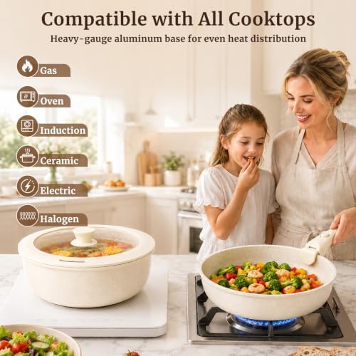 YASHE 21Pcs Nonstick Pots and Pans Set with Detachable Handles, Oven Safe - Image 4