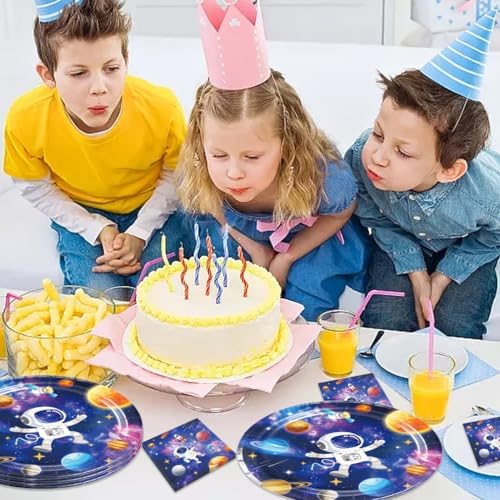 40Pcs Outer Space Birthday Party Decorations Space Paper Plates and Napkins - Space Themed Birthday Party Supplies or Baby Shower Set for 20 Guests - Image 5