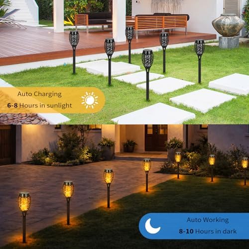 8 Pack Solar Pathway Lights Outdoor, Solar Torches Lights Halloween Decor - Image 6