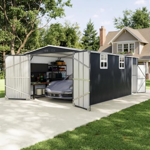 AirWire 12x20 FT Metal Storage Shed, Black by AirWire