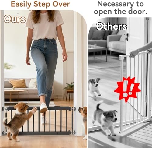 Short Dog Gate,18"-45" Adjustable Extra Wide Metal Short Dog Gate to Step Over, 18" Tall Small Pet Gate with 3 Extension Kits - Image 4
