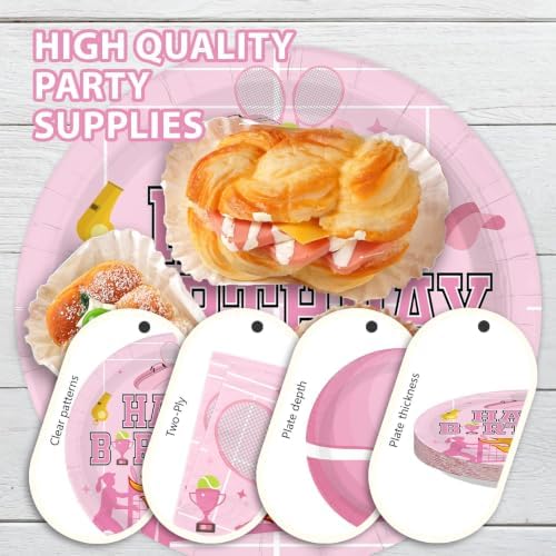 96Pcs Pink Tennis Birthday Party Decorations for Girls, Serves 24 - Image 6