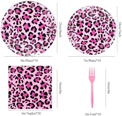 50Pcs Pink Leopard Print Party Supplies,Leopard Plates And Napkins Set - Image 2