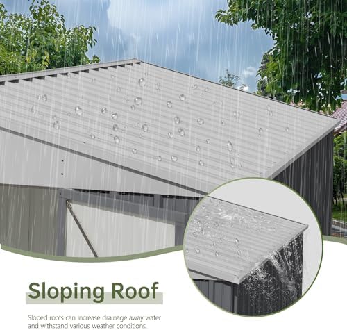 Devoko 10x12 FT Outdoor Storage Shed, Gray - Image 5