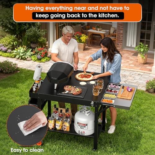 Pizza Oven Table for Ooni Pizza Ovens, Grill Cart Table with Topping - Image 2