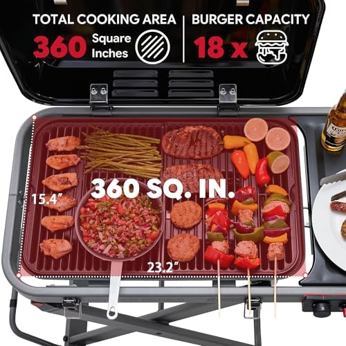 Feasto Portable Gas Grill with Foldable X-Frame Cart for Tailgating, Black - Image 6