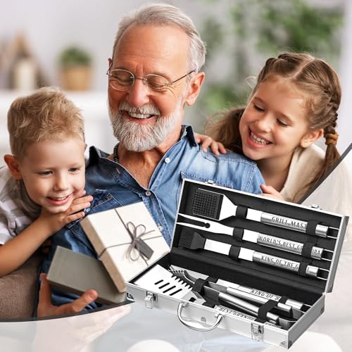 Grandpa Gifts, Fathers Day Grandpa Gifts from Grandkids Heavy Duty Grilling Accessories Kit for Backyard BBQ, Thick Stainless Steel Grill Utensils with Non-Slip Handle Tool on Birthday, Christmas - Image 5