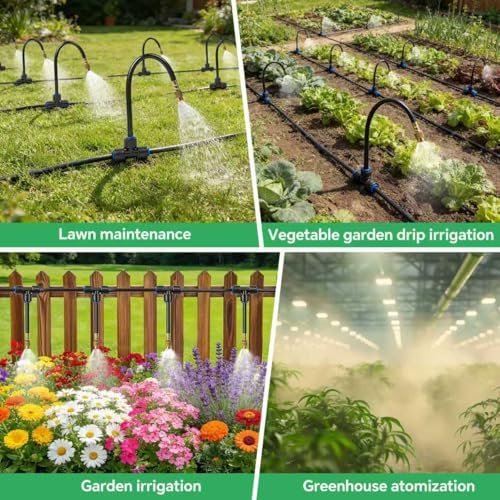 33Ft 1/4" Drip Irrigation System for Garden – Automatic Atomizing Sprinkler System for Outdoor Plants Raised Bed, Yard, Potted Plants & Lawn - Image 3
