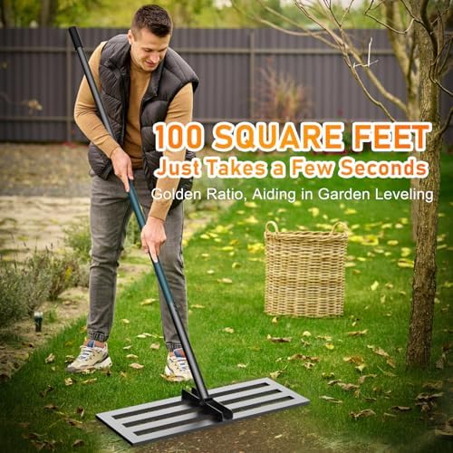 Lawn Leveling Rake, 30x10 Stainless Steel Leveler with 78" Handle - Image 3