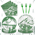 Hombae Camp Bachelorette Supplies Tableware Set, Last Trail Before the Veil Bachelorette Decor, Green Camping Bachelorette Party Decorations, Camp Theme Plates, Napkins, Forks, Serves 24 Guests by Hombae