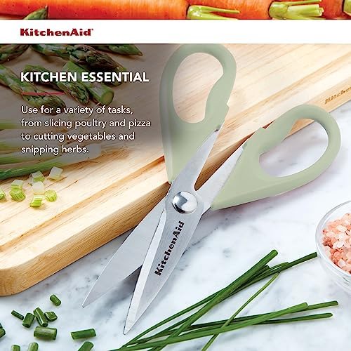 KitchenAid All Purpose Kitchen Shears with Protective Sheath Durable Stainless Steel Scissors, Dishwasher Safe, Soft Grip Comfort Handle, 8.72 Inch, Pistachio - Image 3