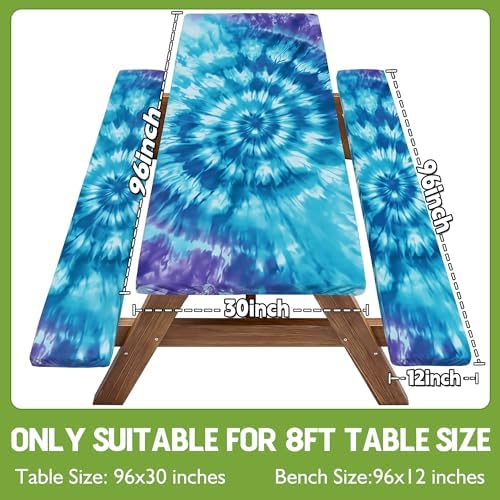 Fitted Picnic Table Cover with Bench Covers Vinyl Waterproof Elastic Edges Fitted Rectangle Table Cloth Patio Tablecloth Camping Gear Essentials Rv Accessories Road Trip Supplies Car Travel Must Have - Image 2