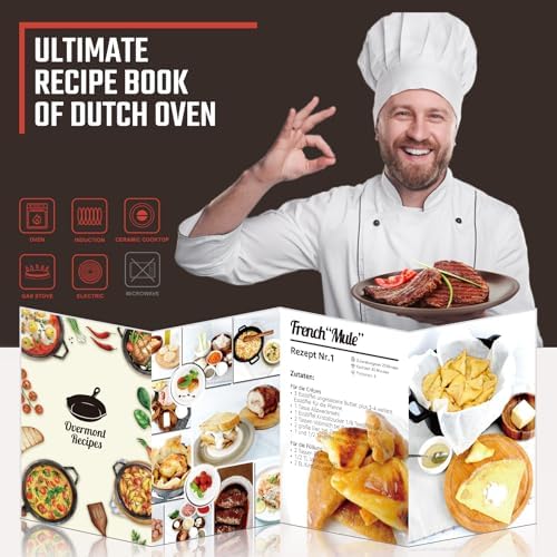 Overmont 7QT Double Dutch Oven - 2-in-1 Pre-Seasoned Cast Iron Pot & Recipe - Image 4