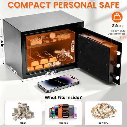 [2026 0.5H 1700°F] Small Fireproof Safe, 22Lbs Heavy Duty Fire Safe Box - Image 3