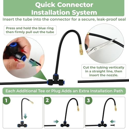 120FT Drip Irrigation System for Garden: Quick Connect 1/4" PE Tubing 18Pcs Automatic Water Sprinkler Kit Adjustable Misting Part Watering Hose, Outdoor Raised Bed Plants Flower Yard Greenhouse - Image 7