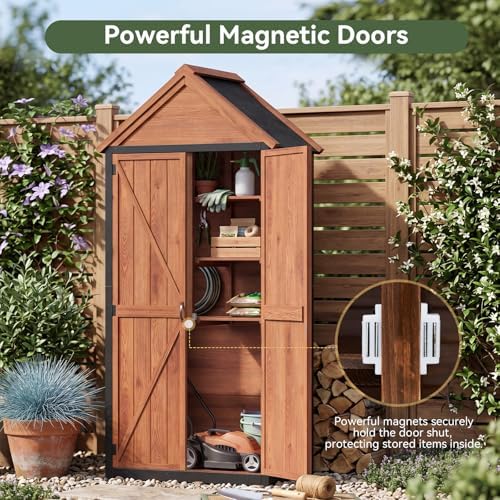 Aoxun Solid Wood Outdoor Cabinet 2.3'x1.3' with Asphalt Roof & Floor - Image 4