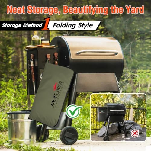 Foldable Grill Cover for Pit Boss Austin XL/Rancher XL, Waterproof 600D Heavy Duty Wood Pellet Smoker Cover, Fade＆Tear Resistant Pellet Grill Cover for 1000S/1100 Pro,Green - Image 2