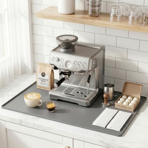 Golener Coffee Bar Mat, Silicone Coffee Mat with Raised Edges, 31.5"x16" by Golener