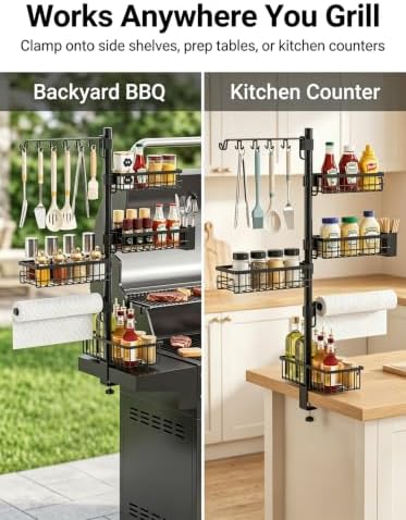 Deloban Griddle Caddy for Blackstone,4 Baskets,10 Hooks & Towel Holder - Image 4