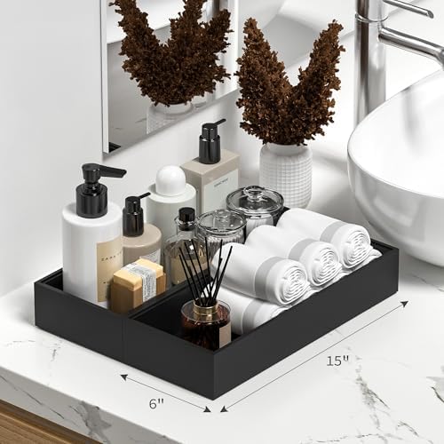 Bamboo Toilet Tank Tray, 15" x 6" x 2.5", Black - Image 3