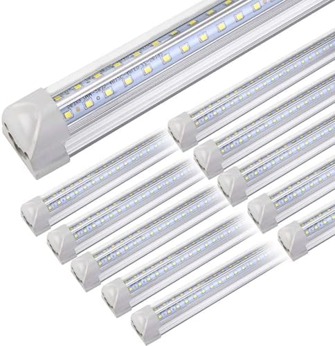 10Pack 4FT LED Shop Light - 50W 8000LM 6500K Linkable Clear Cover T8 LED Tube Light for Workshop, Warehouse, Basement - Plug and Play by Henwsi