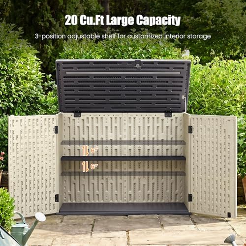 Tangkula 20 Cu.Ft Large Outdoor Storage Cabinet w/Adjustable Shelf - Image 6