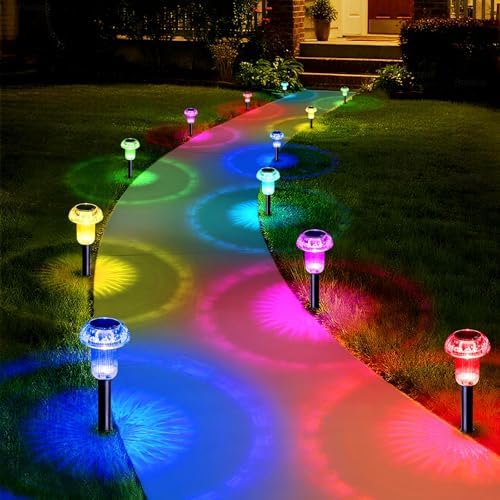 Priddop Solar Christmas Lights Outdoor Waterproof 8 Pack Color Changing LED by Priddop