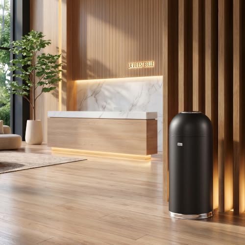 EKO Eternal 56L/15 Gallon Large Capacity Tall Commercial Trash Can, Round Open Top Waste Bin for Indoor and Outdoor, Black Steel Heavy-Duty, Durable Metal Garbage Bin for Home, Office, Restaurant - Image 2