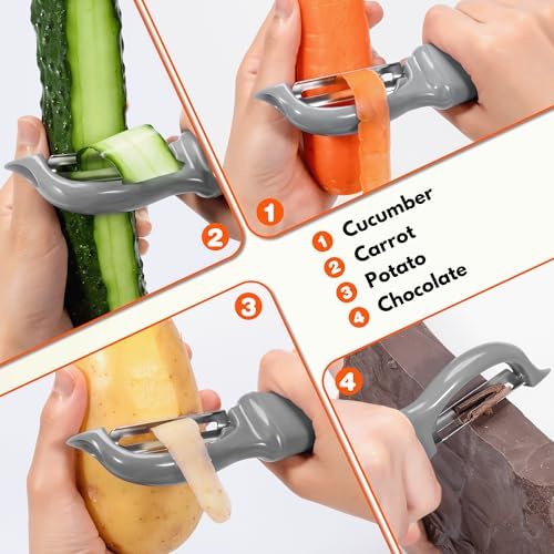 Rainspire Vegetable Peeler Potato Peelers for Kitchen, Sharp Stainless Steel Blades Veggie, Comfortable Handle Fruit Peeler, Carrot Peeler Apple Peeler Dishwasher Safe, Grey, 2-Pack - Image 7