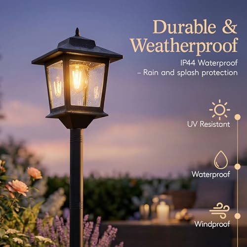 PASAMIC Solar Post Lights Outdoor, 2-Pack 63" Solar Lamp Posts Waterproof with 1 Replaceable Bulb, Warm White Dusk to Dawn Pole Lights for Garden, Patio, Pathway - Image 4