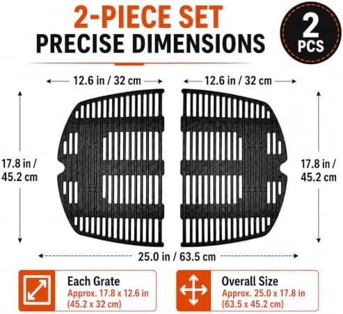 Uniflasy 7646 7584 Cast Iron Grill Grates for Weber Q300/320/3000/3100/3200 - Image 2