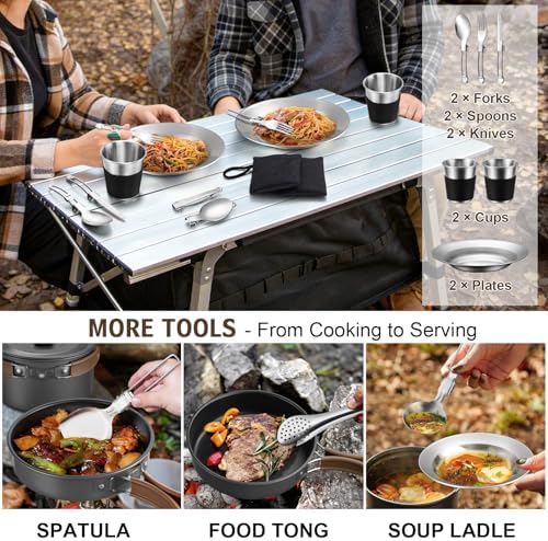 18Pcs Camping Cookware Cooking Set, Joyfair Camp Mess Kit with Utensils - Image 6