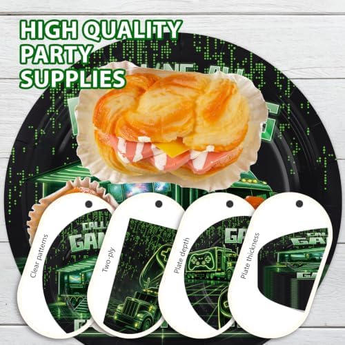 168 Pcs Video Game Birthday Party Decorations Neon Green Gaming Truck Plates and Napkins Cups Tableware Set for Boys Men Level Up Game On Theme Night Birthday Party Supplies Serves 24 - Image 4