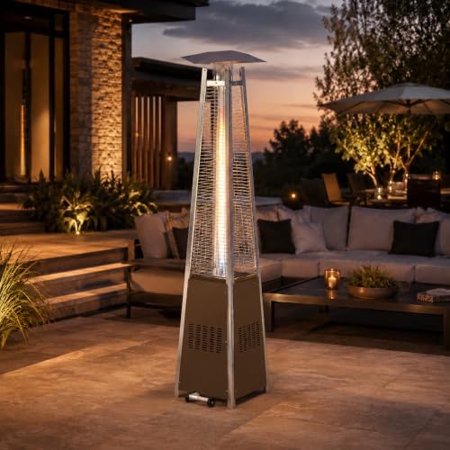 Kingdura 48,000 BTU Propane Pyramid Patio Heater with Cover & Wheels, Brown - Image 2